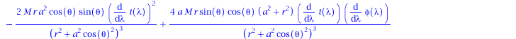 Typesetting:-mprintslash([eqns := {`+`(diff(phi(lambda), `$`(lambda, 2)), `/`(`*`(2, `*`(M, `*`(a, `*`(`+`(`*`(a, `*`(cos(theta))), `-`(r)), `*`(`+`(`*`(a, `*`(cos(theta))), r), `*`(diff(t(lambda), la...