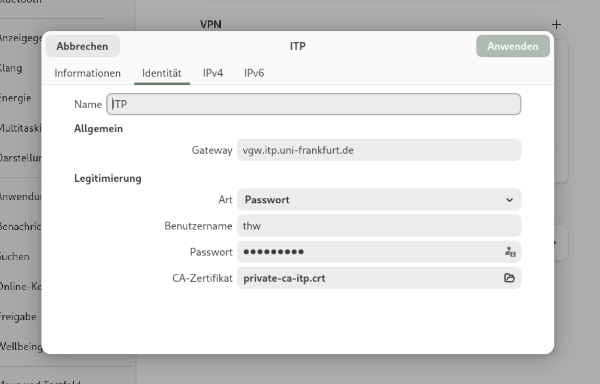 VPN Configuration Dialog