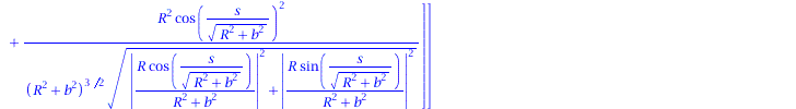 rtable(1 .. 3, [`/`(`*`(b, `*`(R, `*`(sin(`/`(`*`(s), `*`(sqrt(`+`(`*`(`^`(R, 2)), `*`(`^`(b, 2)))))))))), `*`(`^`(`+`(`*`(`^`(R, 2)), `*`(`^`(b, 2))), `/`(3, 2)), `*`(sqrt(`+`(`*`(`^`(abs(`/`(`*`(R, ...