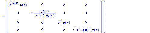 table( [( index_char ) = [-1, -1], ( compts ) = array( 1 .. 4, 1 .. 4, [( 1, 3 ) = 0, ( 1, 4 ) = 0, ( 4, 3 ) = 0, ( 2, 2 ) = `+`(`-`(`/`(`*`(r, `*`(p(r))), `*`(`+`(`-`(r), `*`(2, `*`(m(r)))))))), ( 4,...