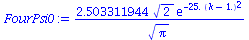 `+`(`/`(`*`(2.503311944, `*`(`^`(2, `/`(1, 2)), `*`(exp(`+`(`-`(`*`(25., `*`(`^`(`+`(k, `-`(1.)), 2))))))))), `*`(`^`(Pi, `/`(1, 2)))))