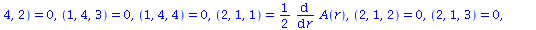 table( [( compts ) = array( 1 .. 4, 1 .. 4, 1 .. 4, [( 1, 3, 4 ) = 0, ( 1, 1, 1 ) = 0, ( 1, 4, 3 ) = 0, ( 1, 4, 4 ) = 0, ( 1, 2, 2 ) = 0, ( 2, 4, 4 ) = `+`(`-`(`*`(r, `*`(`^`(sin(theta), 2))))), ( 2, ...