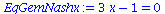 `+`(`*`(3, `*`(x)), `-`(1)) = 0
