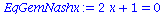 `+`(`*`(2, `*`(x)), 1) = 0