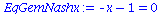 `+`(`-`(x), `-`(1)) = 0