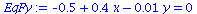 `+`(`-`(.5), `*`(.4, `*`(x)), `-`(`*`(0.1e-1, `*`(y)))) = 0